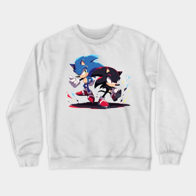 sonic and shadow Crewneck Sweatshirt by piratesnow